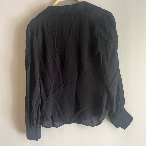Valerie black button up pleated blouse size small 100% silk - Picture 4 of 5